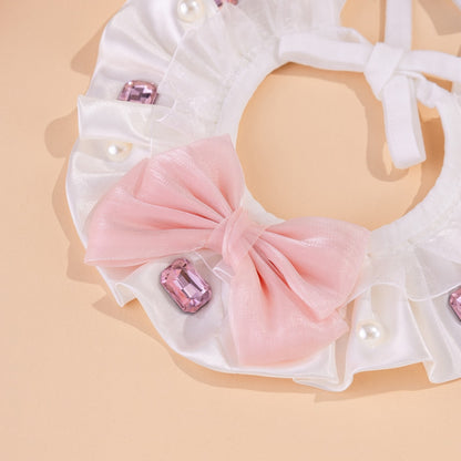 Mokka - Ruffled Shiny Finish Bow Cat Collar
