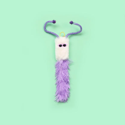 Moo interactive fuzzy character toss cat toy with visible fuzzy texture and character features