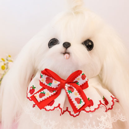 Mokka - Strawberry Cherry Lace Cat Collar