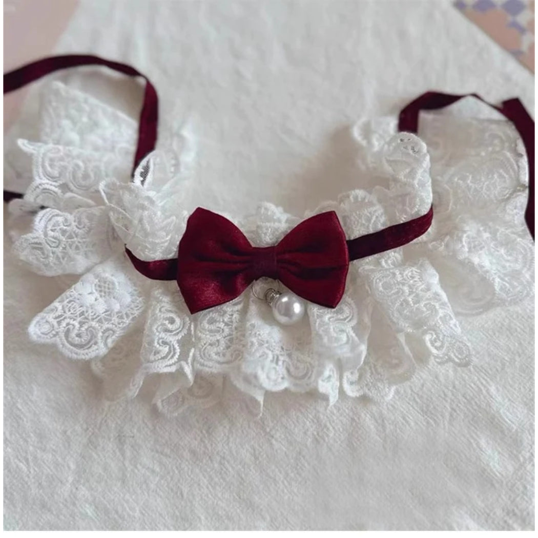Mokka - Ruffled Bow Bib Pet Neckwear