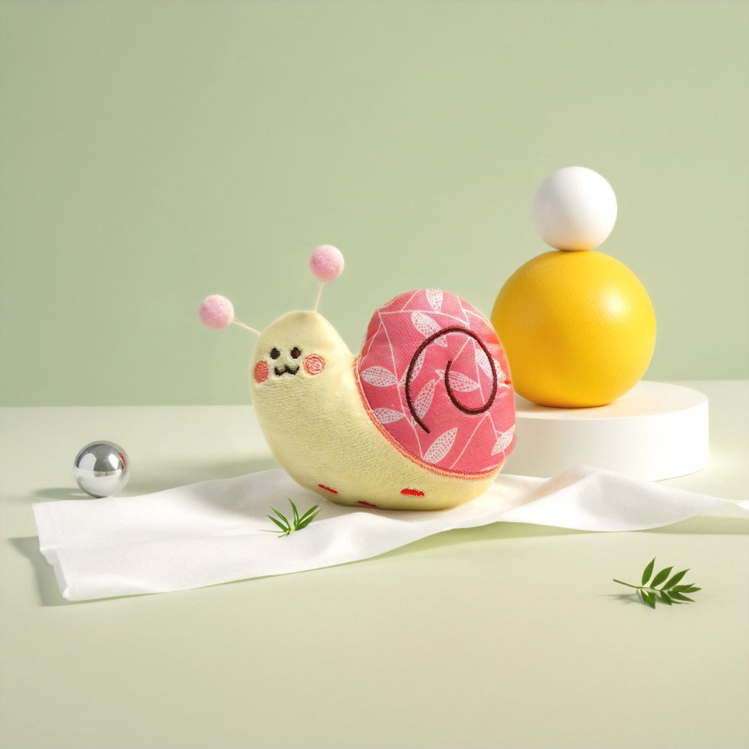 Petkin Leaf Shell Snail plush toy with visible snail head and leaf shell pattern
