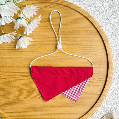 Mokka - Gingham-Accent Panel Bandana Pet Neckwear