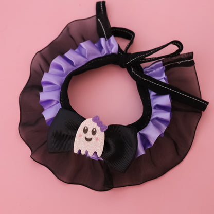 Halloweek - Pumpkin Bow Lace Halloween Pet Collar