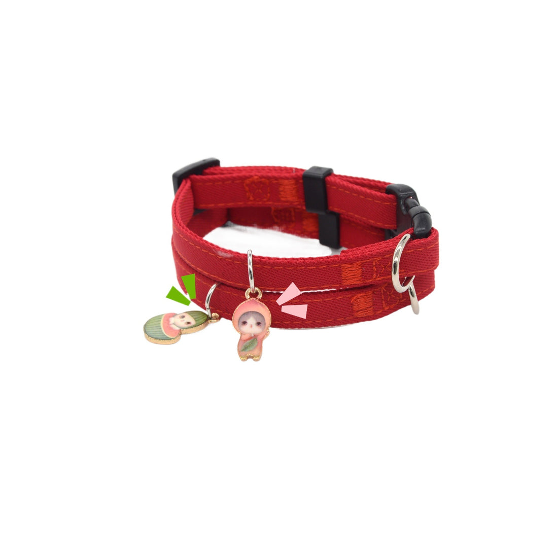 Mokka Lucky Doll Breakaway Collar in pink with a small bell and adjustable buckle