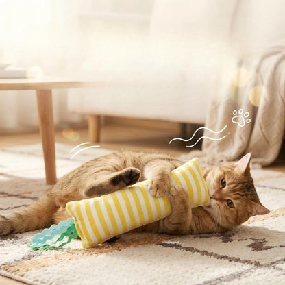 Petkin Yellow Stripe Cat Kick Toy