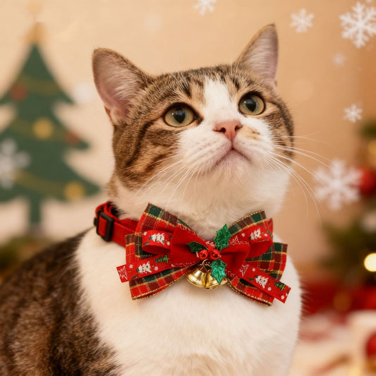 Christmoo - Holiday Bow Bell Cat Collar