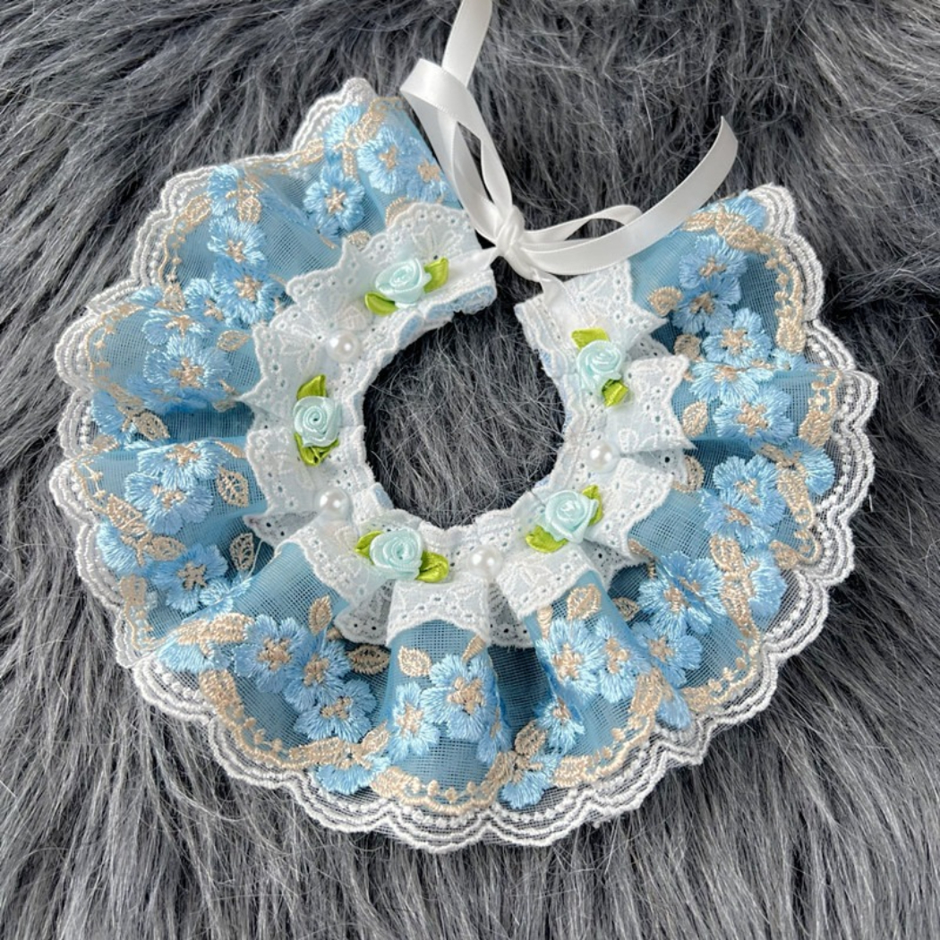 Mokka - Floral Ruffled Bib Pet Neckwear