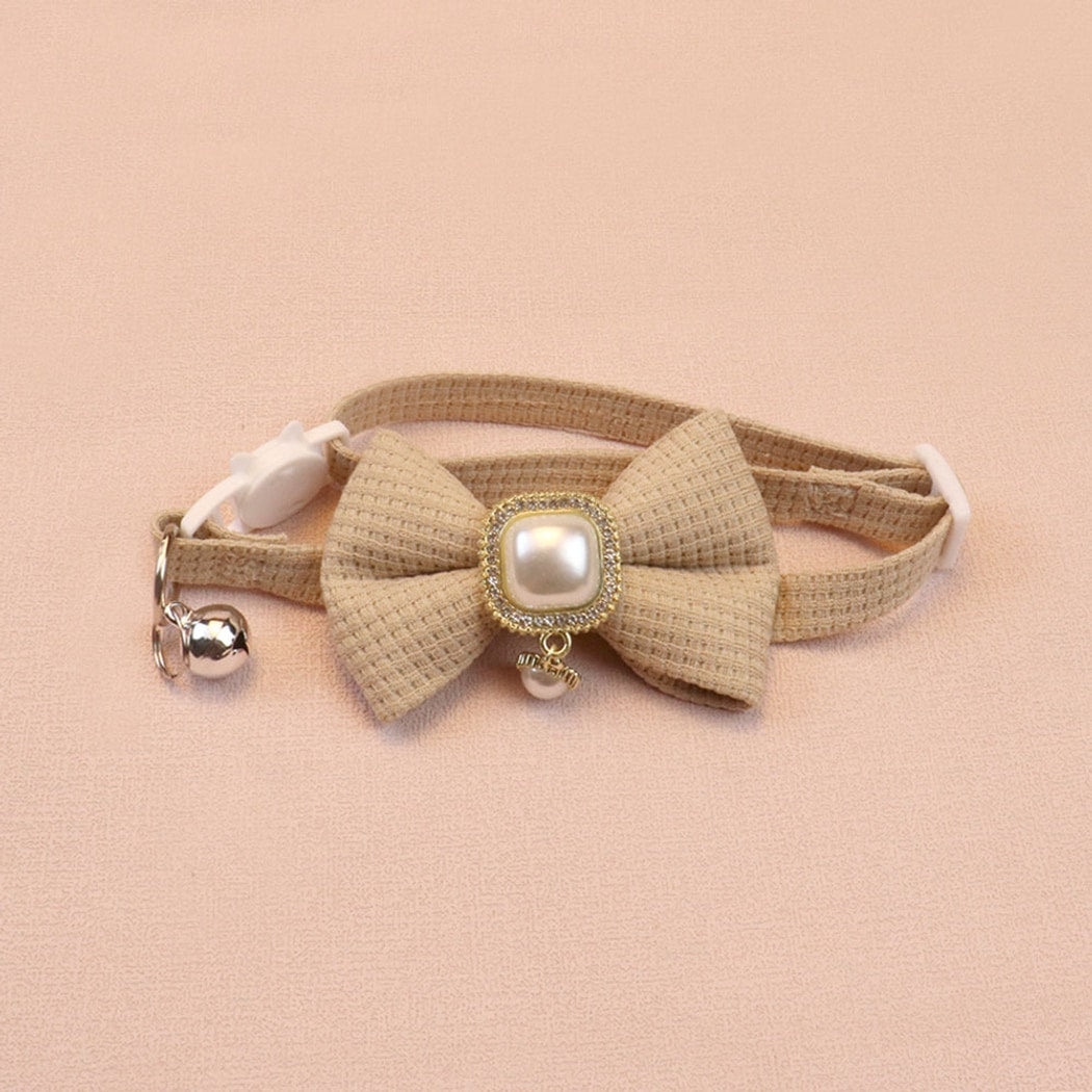 Mokka - Chic Solid Color Bow Cat Collar