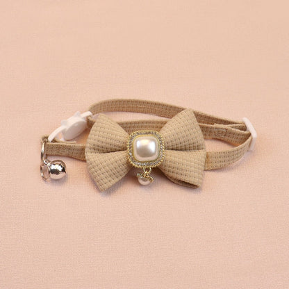 Mokka - Chic Solid Color Bow Cat Collar
