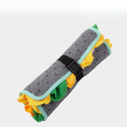 Snuffy collapsible rectangle dog snuffle mat laid flat on a white background