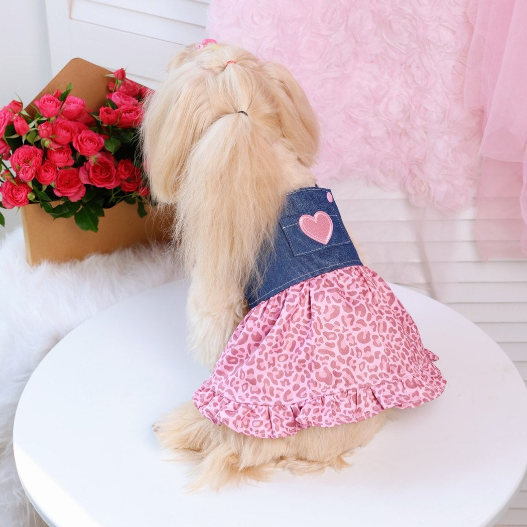 Ozzie - Heart Pocket Ruffle Hem Dog Dress