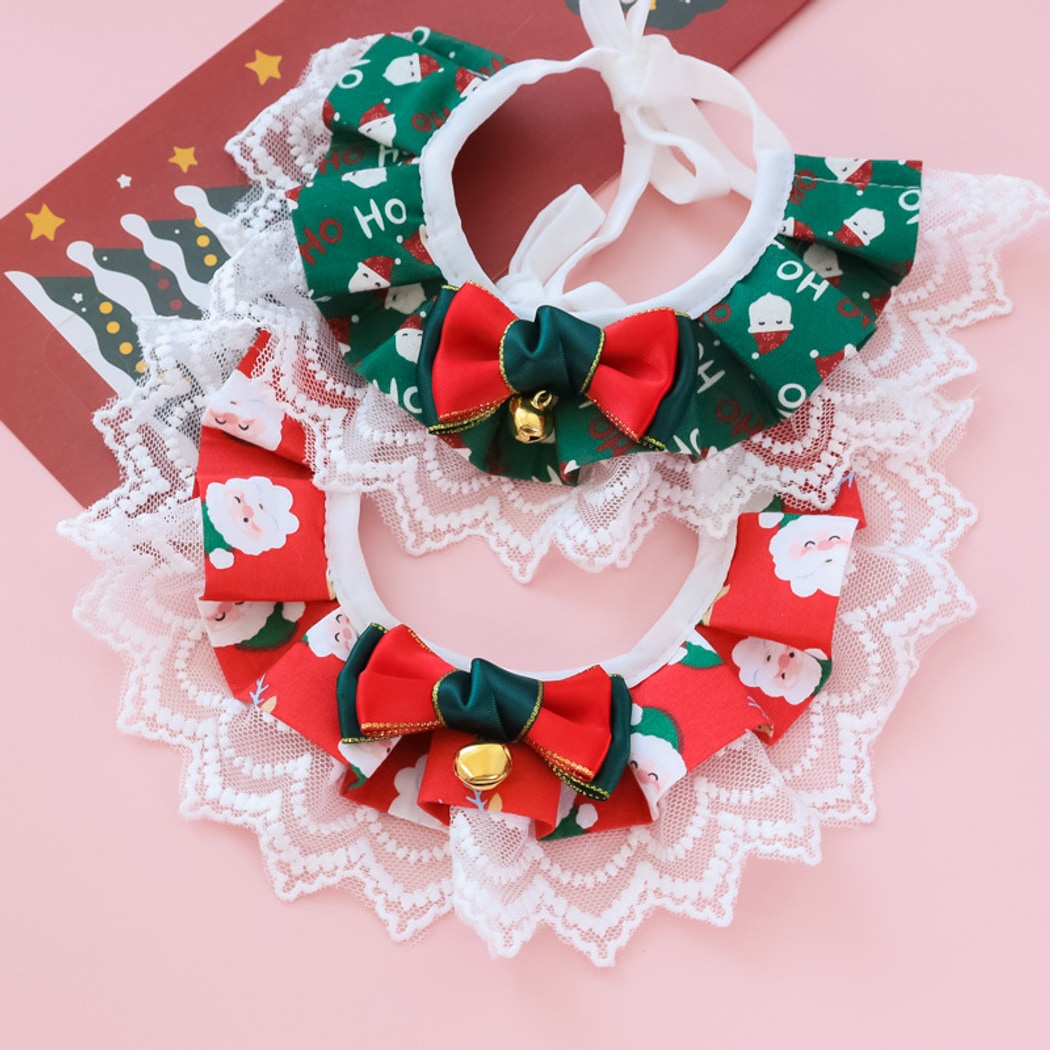 Christmoo - Cartoon Christmas Lace Trim Cat Collar