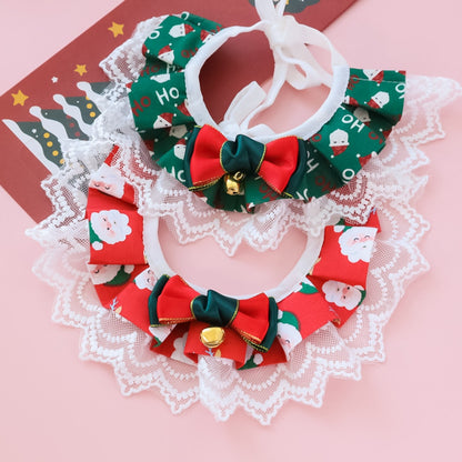 Christmoo - Cartoon Christmas Lace Trim Cat Collar