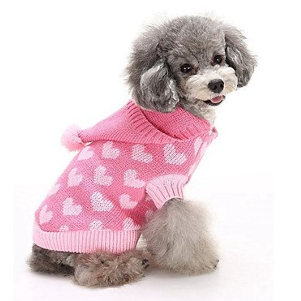 Ozzie - Heart Pattern Round Neck Pet Sweater