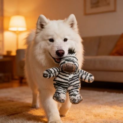 Petkin - Zebra Shaped Squeaky Plush Dog Toy