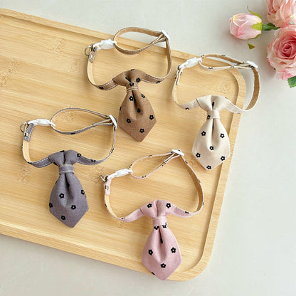 Mokka - Decorative Pet Tie Flower Print Collar