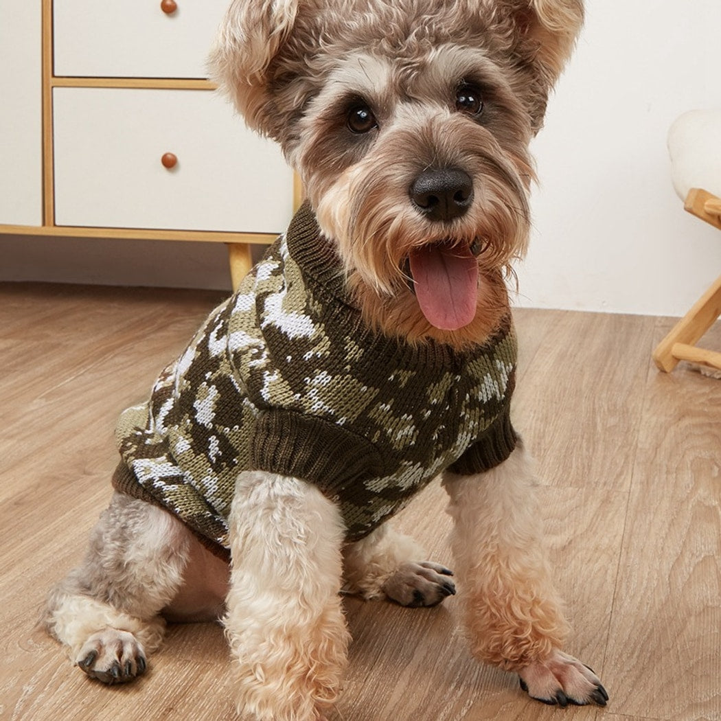 Ozzie - Camouflage Dog Sweater with Collar Pullover