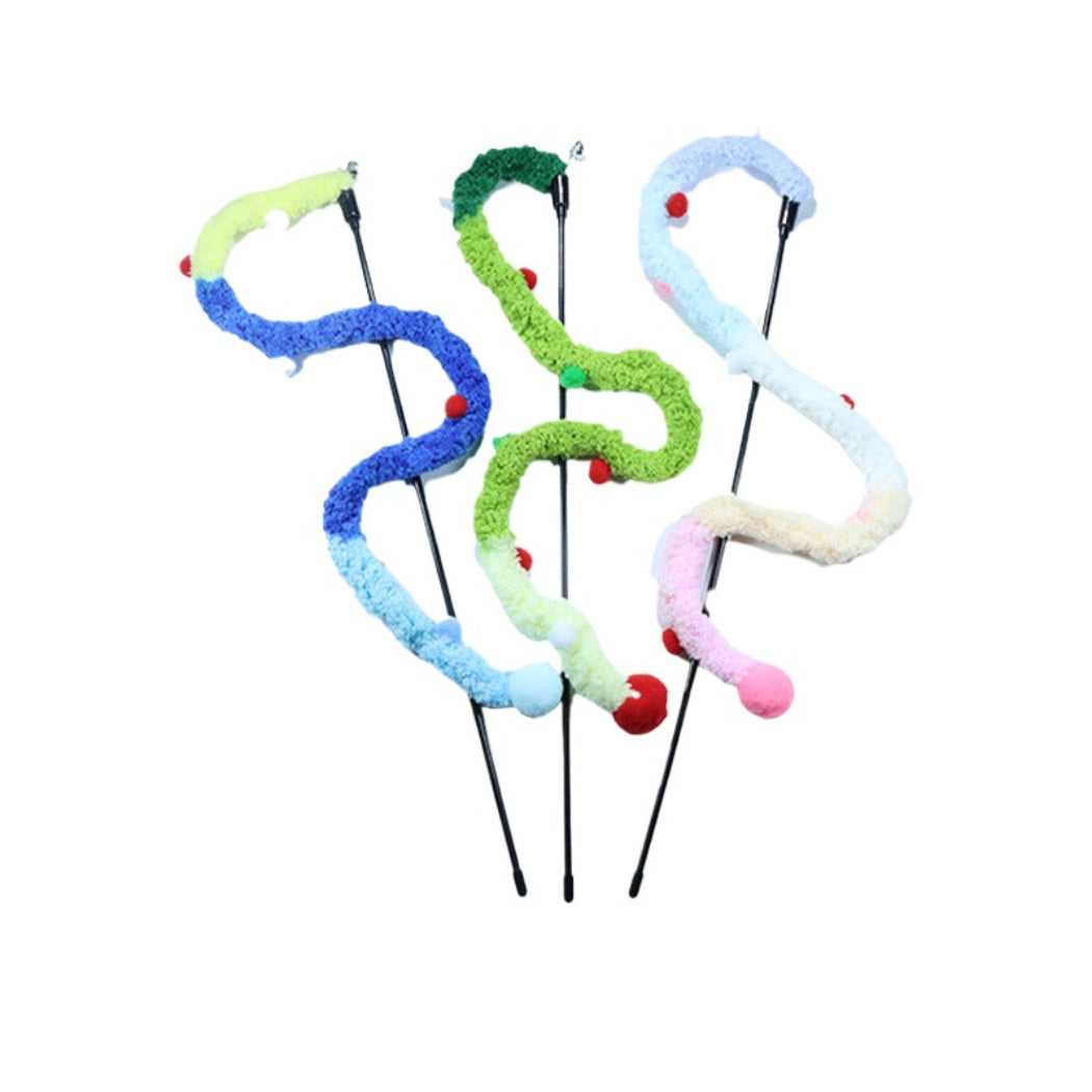Moo - Fuzzy Strip Pom-Pom Wand Cat Toy