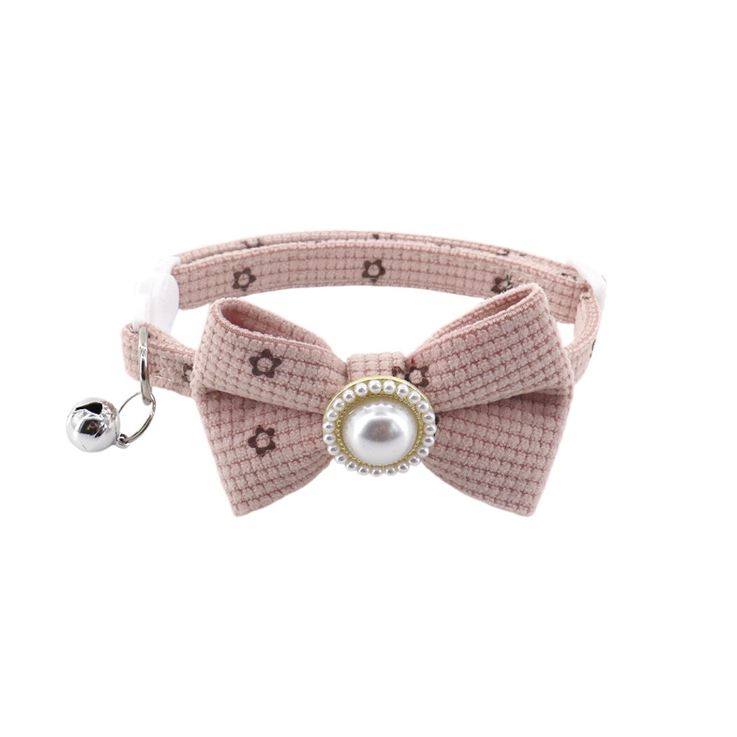Mokka - Minimalist Bow Flower Pattern Cat Collar