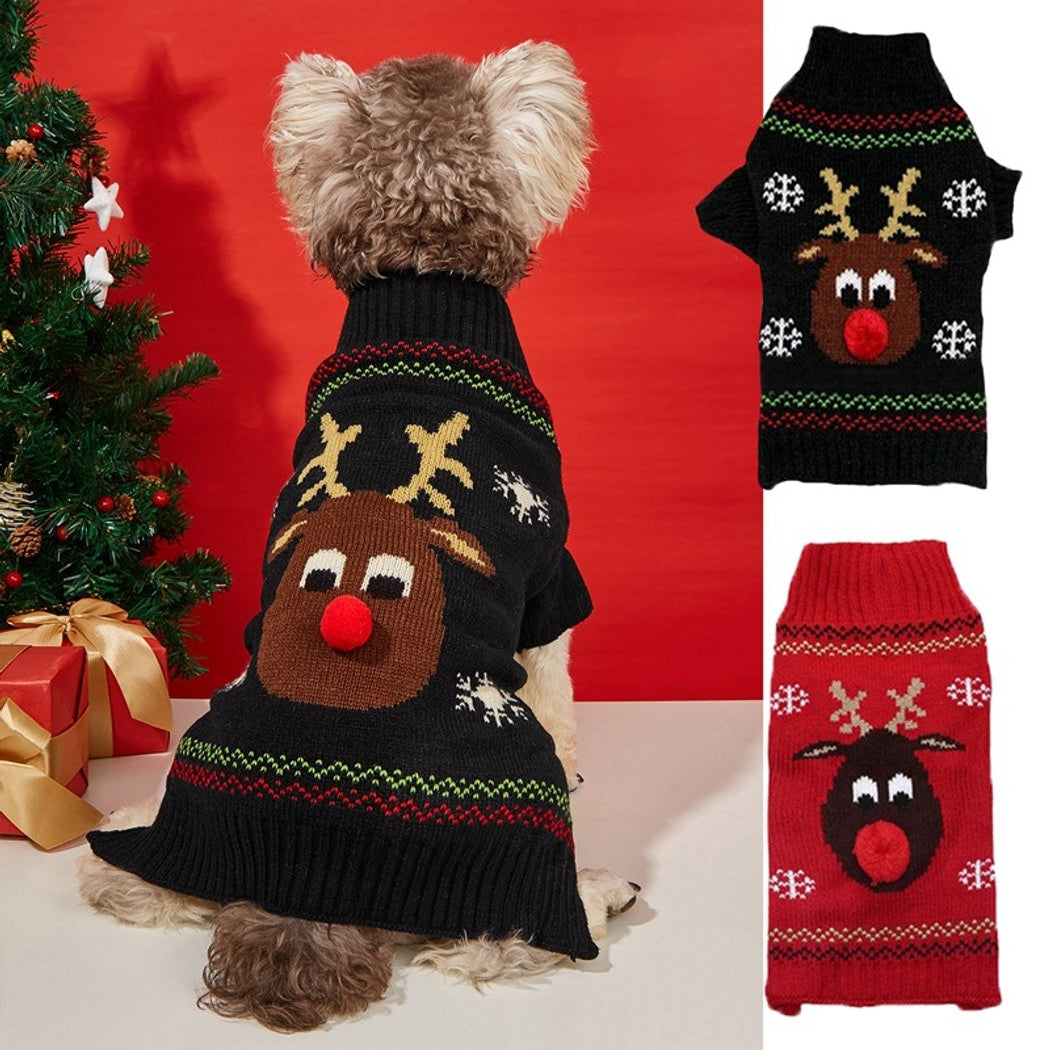 Christmoo - Festive Red Nose Reindeer Christmas Dog Sweater