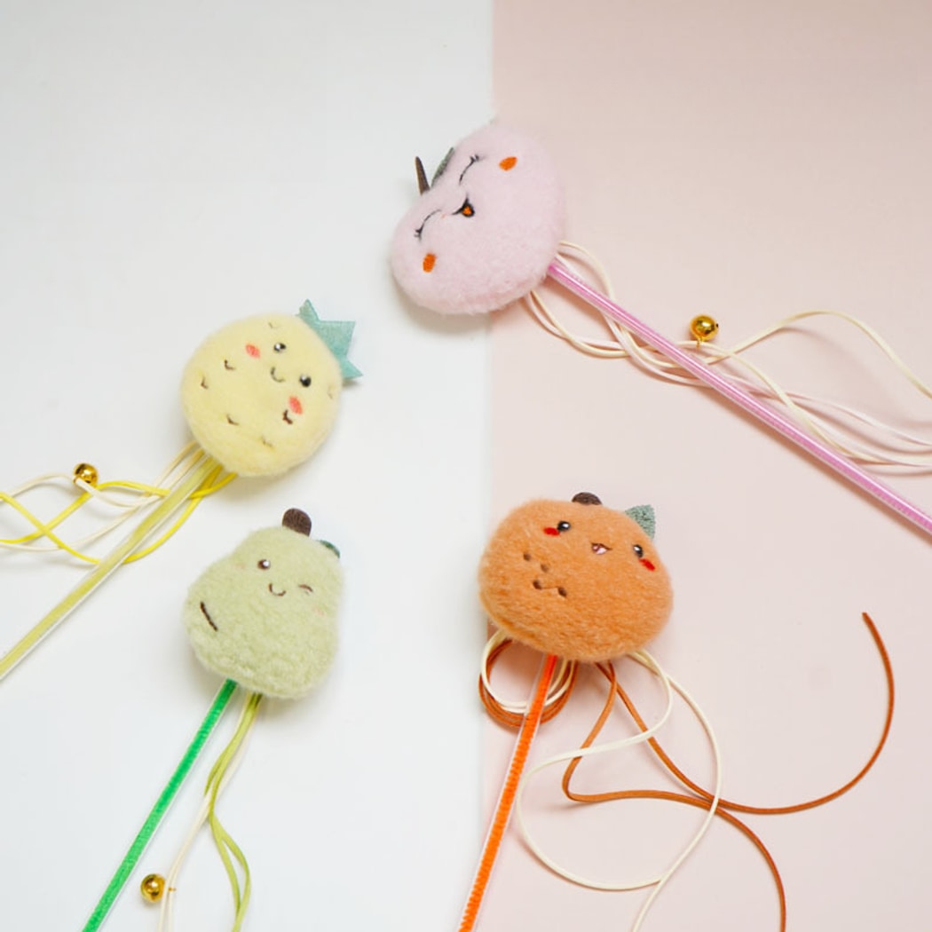 Moo - Cute Fruit with Bell Cat Teaser Wand Toy