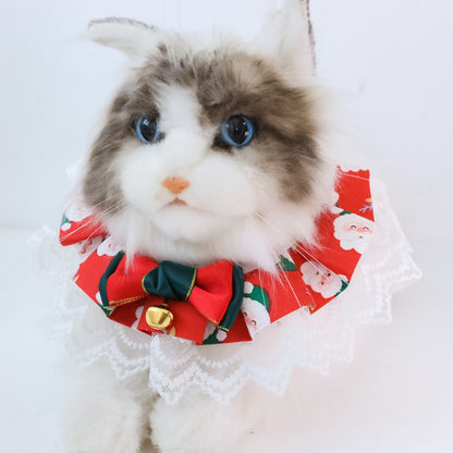 Christmoo - Cartoon Christmas Lace Trim Cat Collar