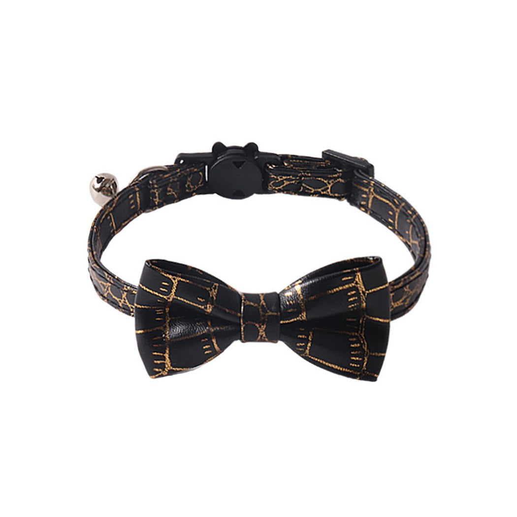 Close-up of Mokka elegant bow tie cat collar showing bow detail