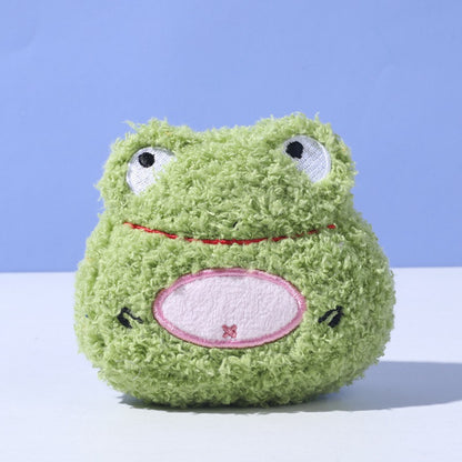 Petkin flat plush dog toy held in hand to show size and softness
