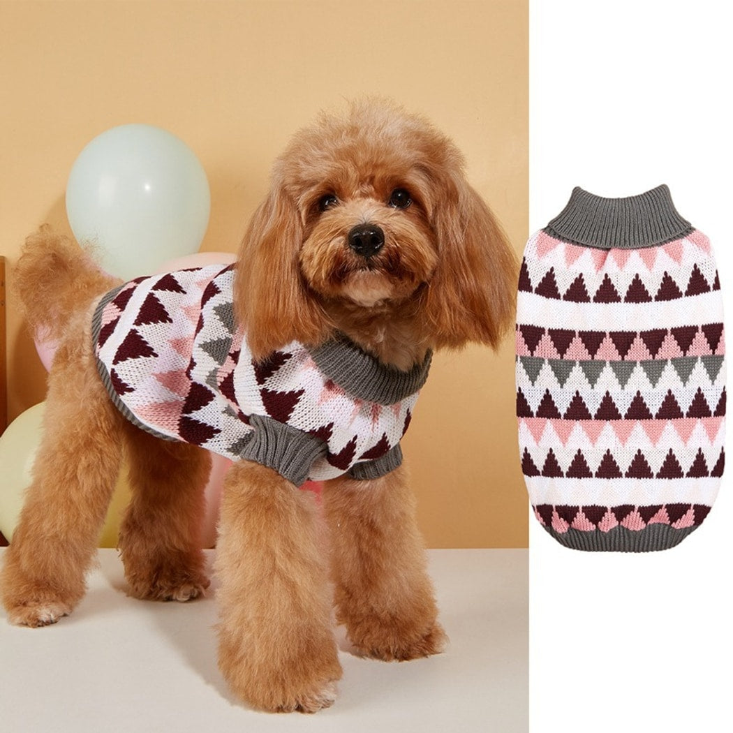 Ozzie - Retro Triangle Pattern Turtleneck Dog Sweater