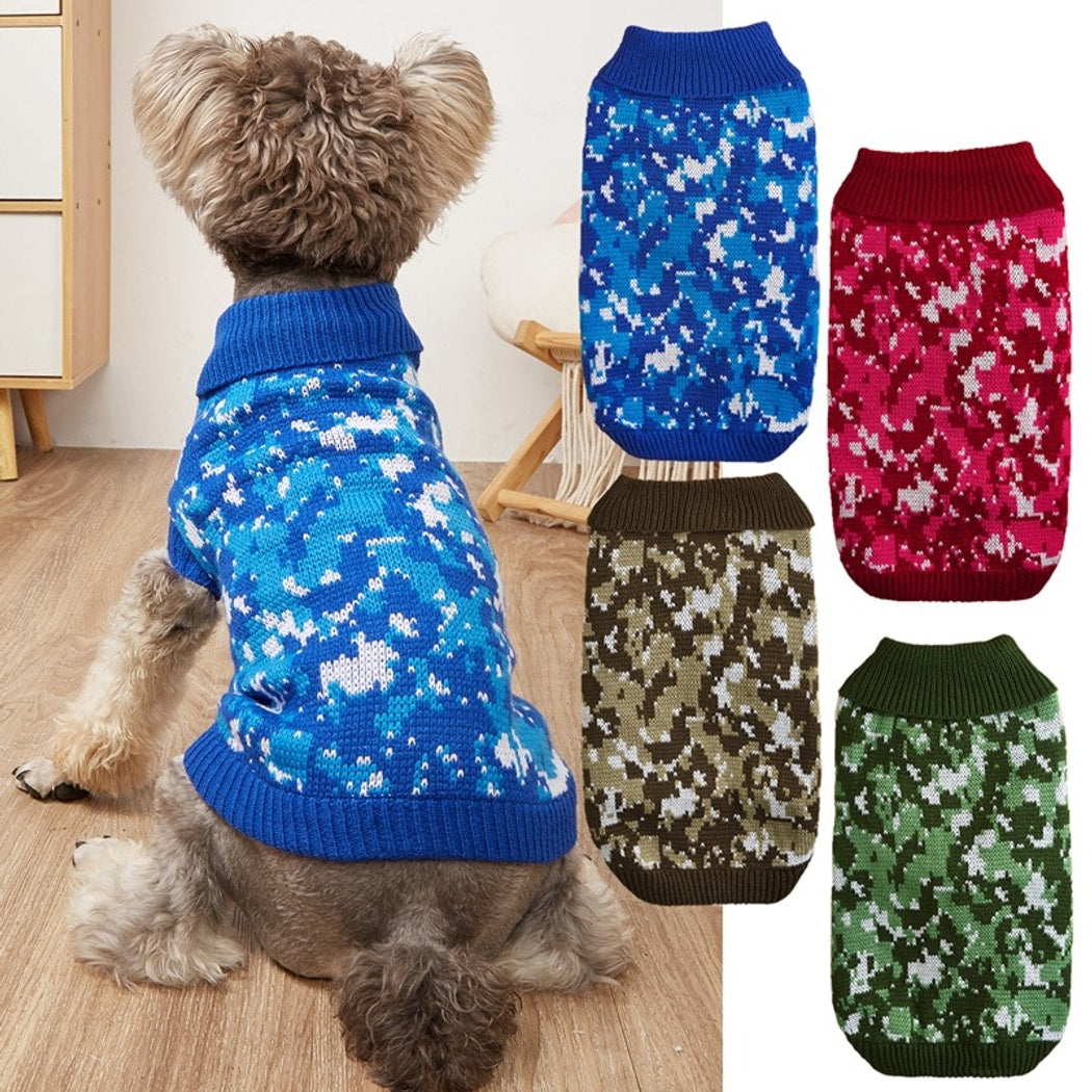 Ozzie - Camouflage Dog Sweater with Collar Pullover