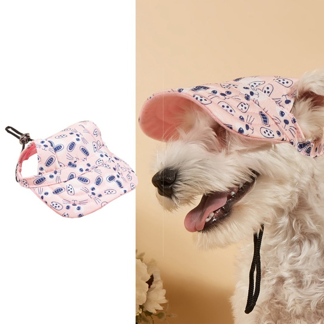 Close-up of dog pattern on Ozzie Pattern Dog Baseball Cap fabric
