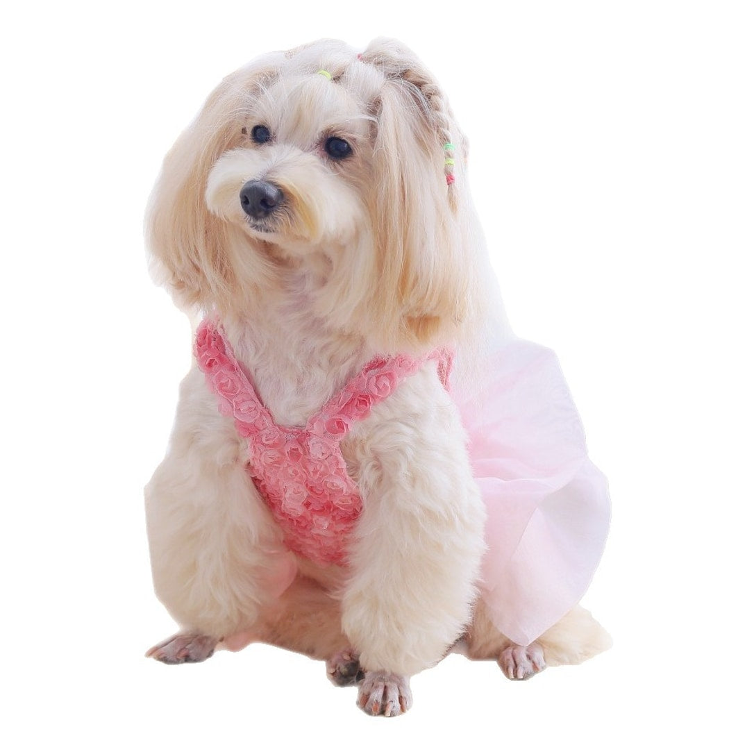 Ozzie - Rose Texture Ruffle Party Pet Dress