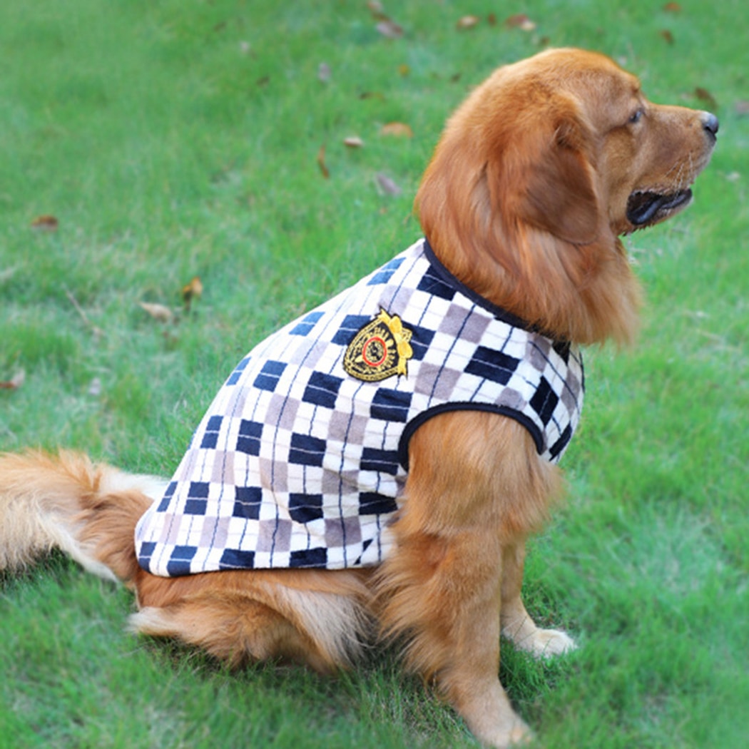 Ozzie - Plaid Dog Vest Sweater With Crest Detail