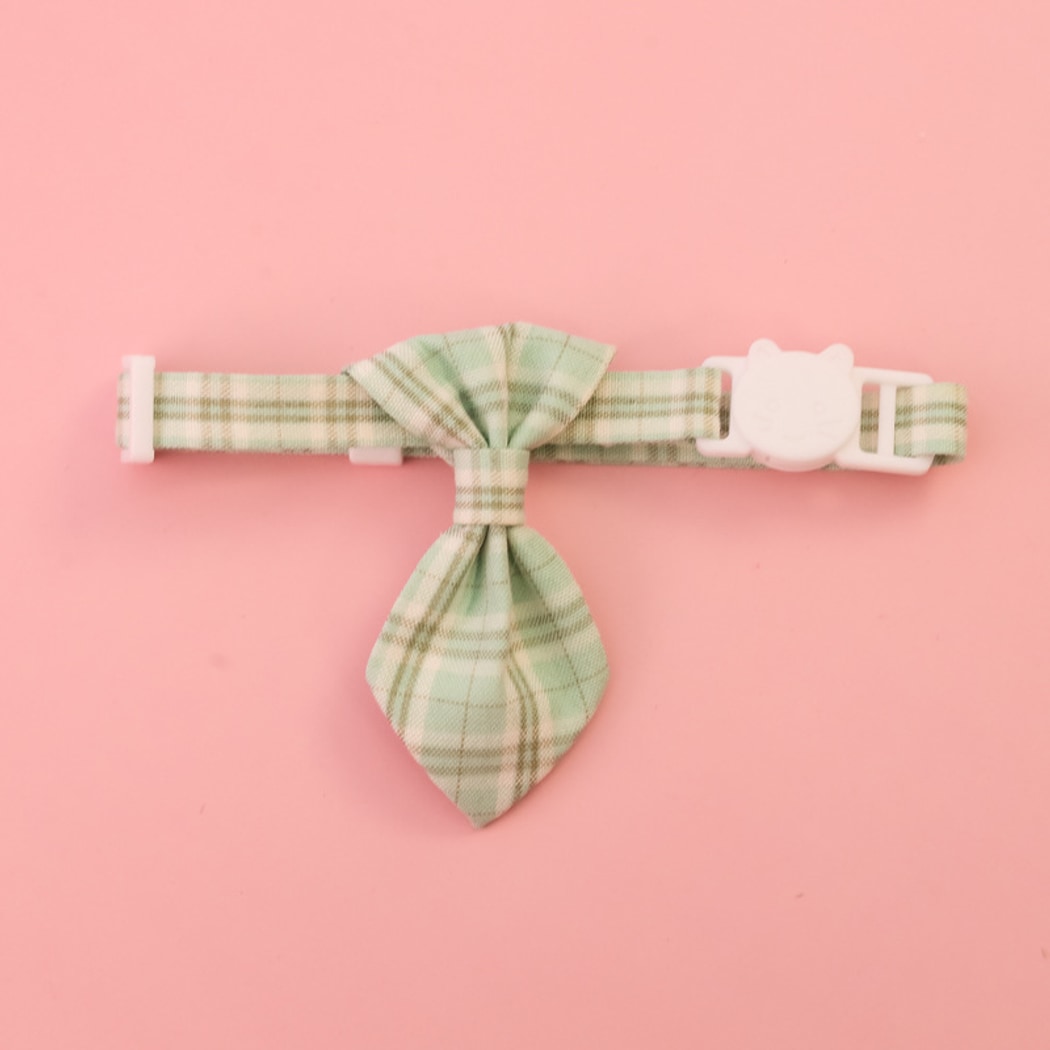 Mokka - Checked Necktie Detail Adjustable Pet Collar