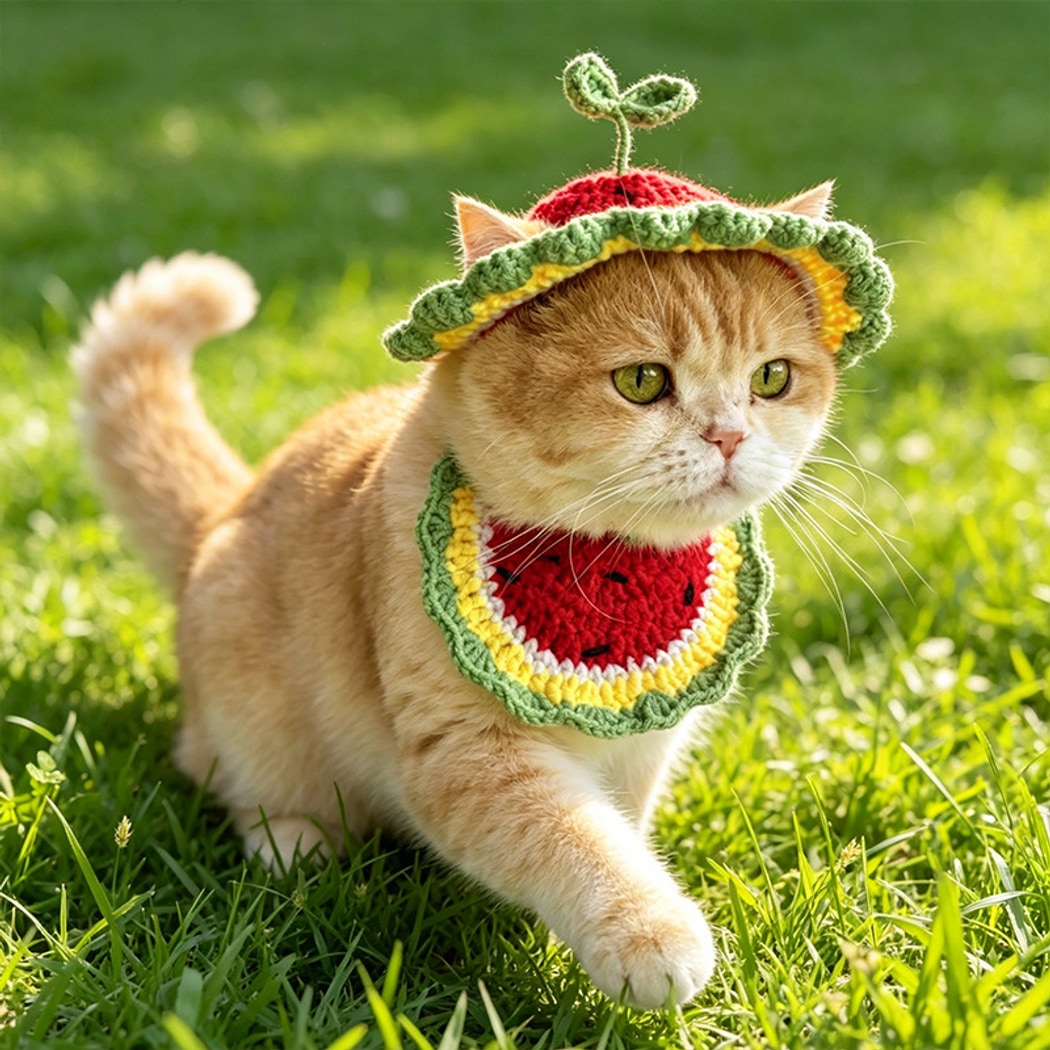Mokka - Watermelon Style Pet Bib and Hat
