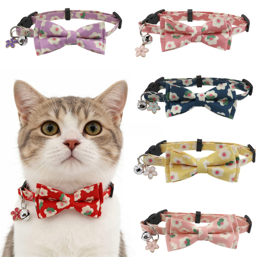 Mokka - Romantic Floral Bow Tie Cat Collar