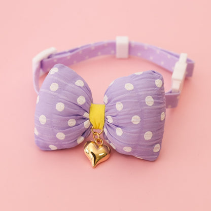 Mokka - Plaid or Polka Dot Bow Bell Pet Collar