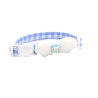 Side view of Mokka gingham wing breakaway cat collar highlighting adjustable strap and wing design