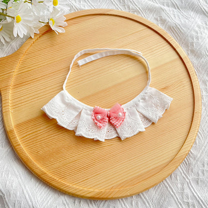 Mokka - Bow Lace Trim Cat Collar