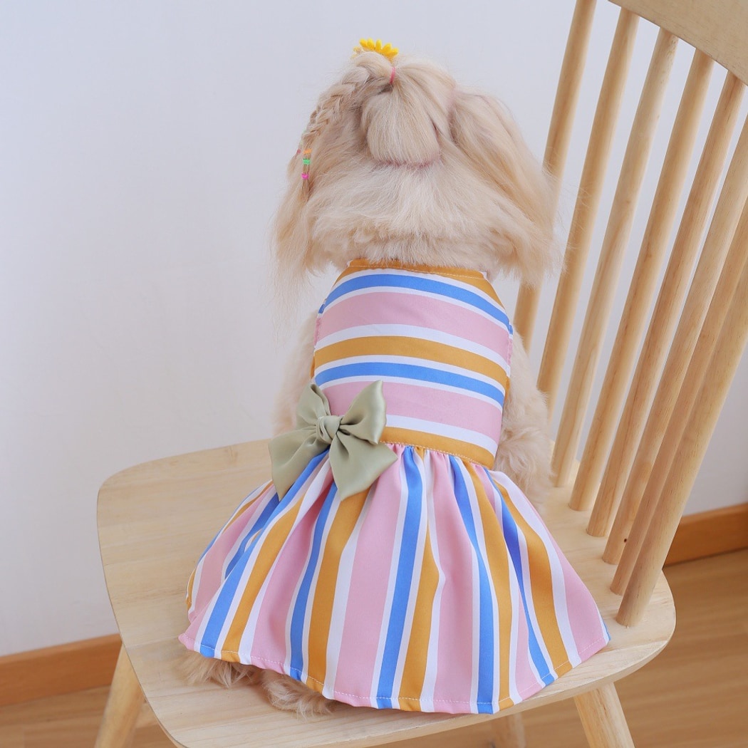 Ozzie - Colorful Striped Bow Pet Dress