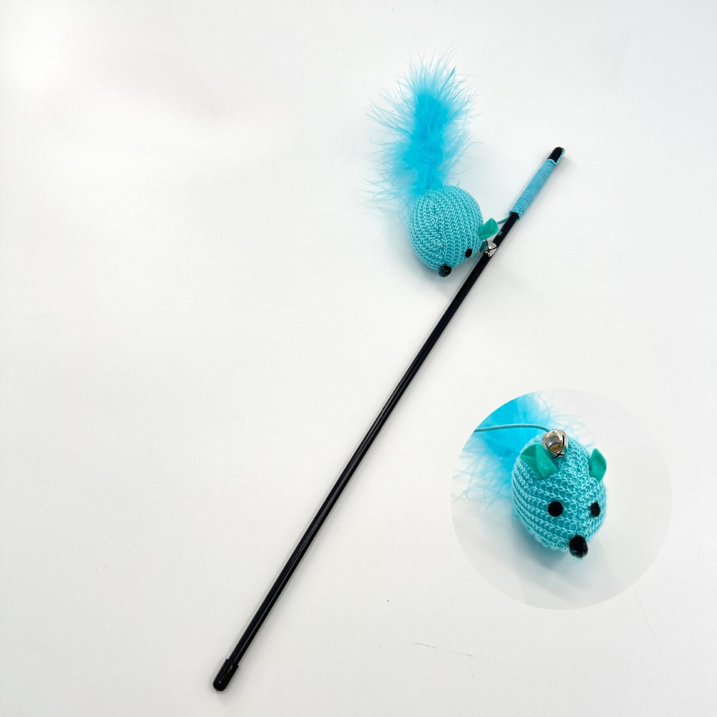 Moo - Interactive Feather Mouse Teaser Wand for Cats