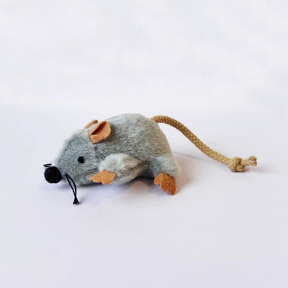 Moo - Fuzzy Plush Braided-Tail Mouse Cat Toy
