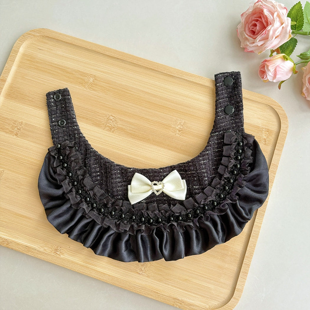 Mokka - Ruffle Trim Bow Accent Pet Bib