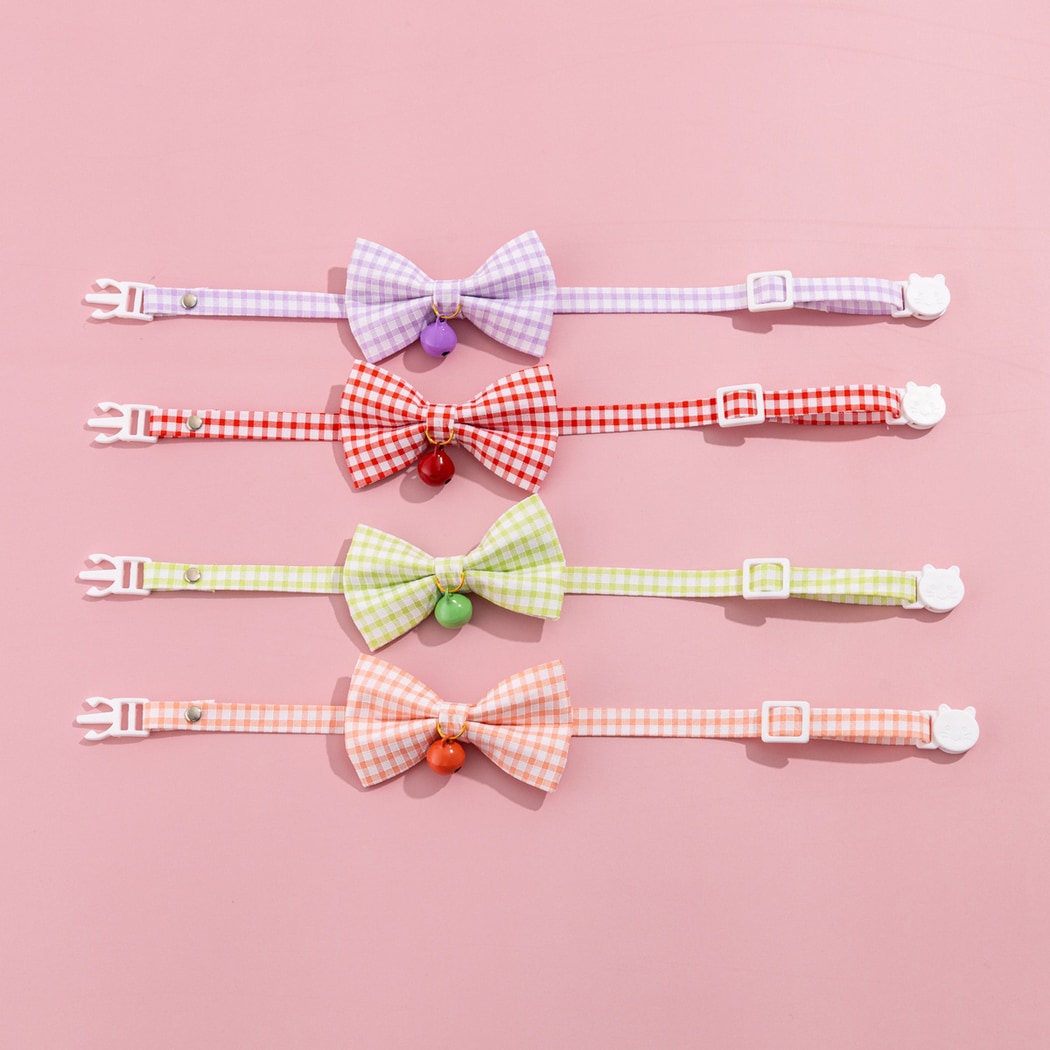 Mokka - Gingham Bell Accent Adjustable Cat Collar