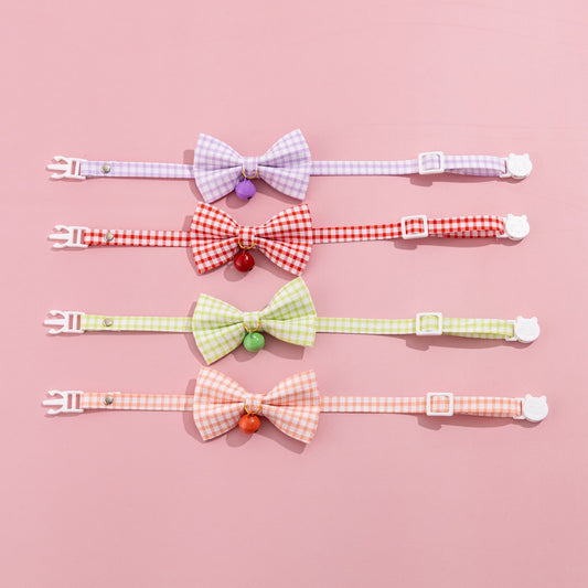 Mokka - Gingham Bell Accent Adjustable Cat Collar