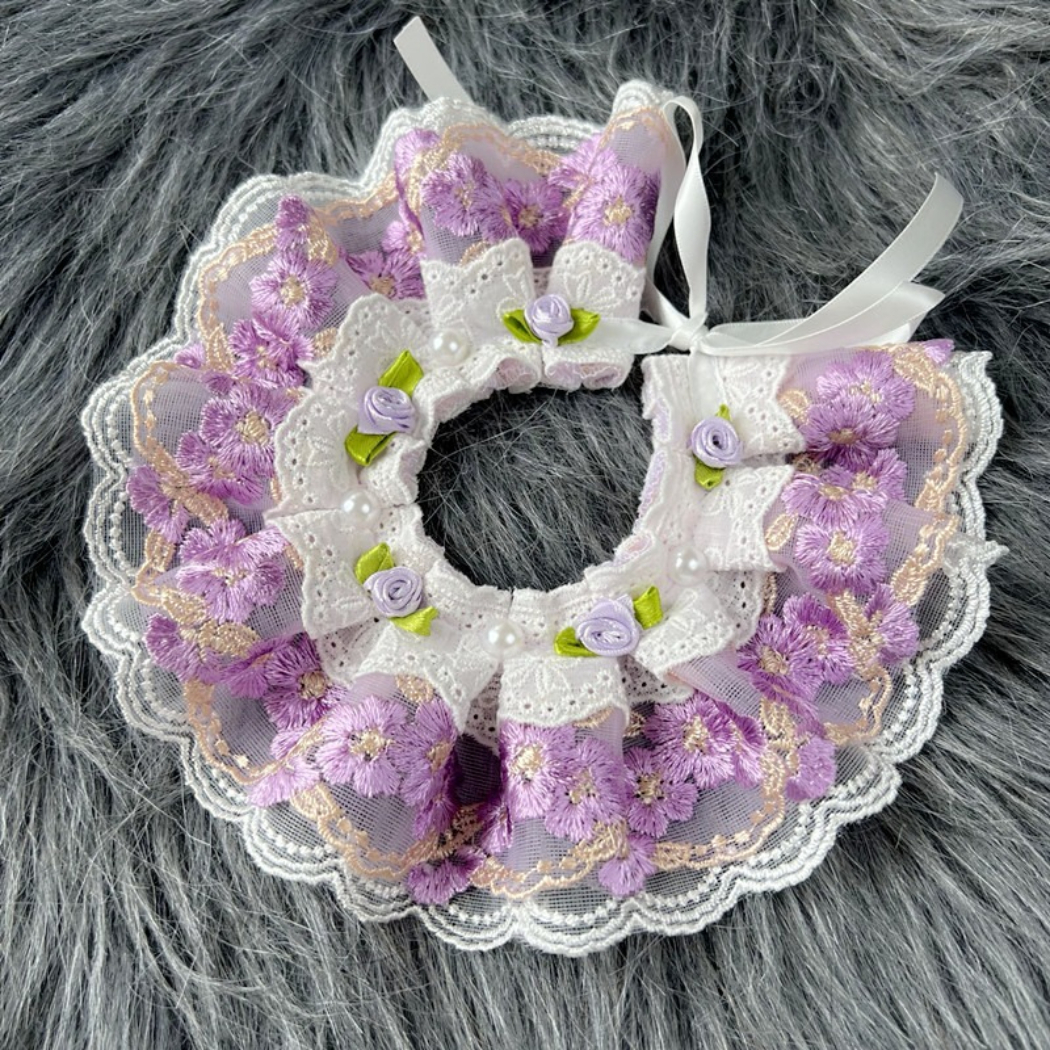 Mokka - Floral Ruffled Bib Pet Neckwear