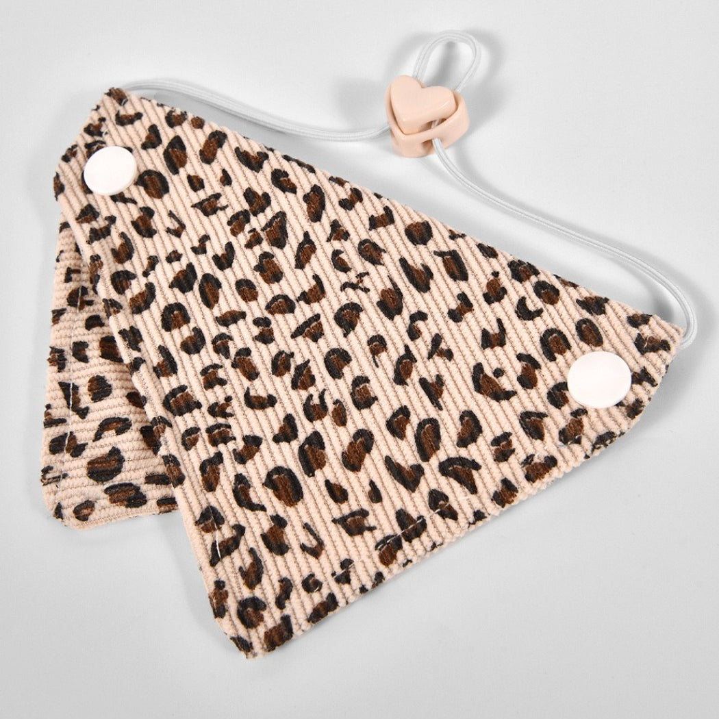 Close-up of Mokka Wild Print Pet Bandana Collar showing wild print pattern