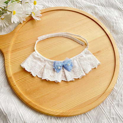 Mokka - Bow Lace Trim Cat Collar
