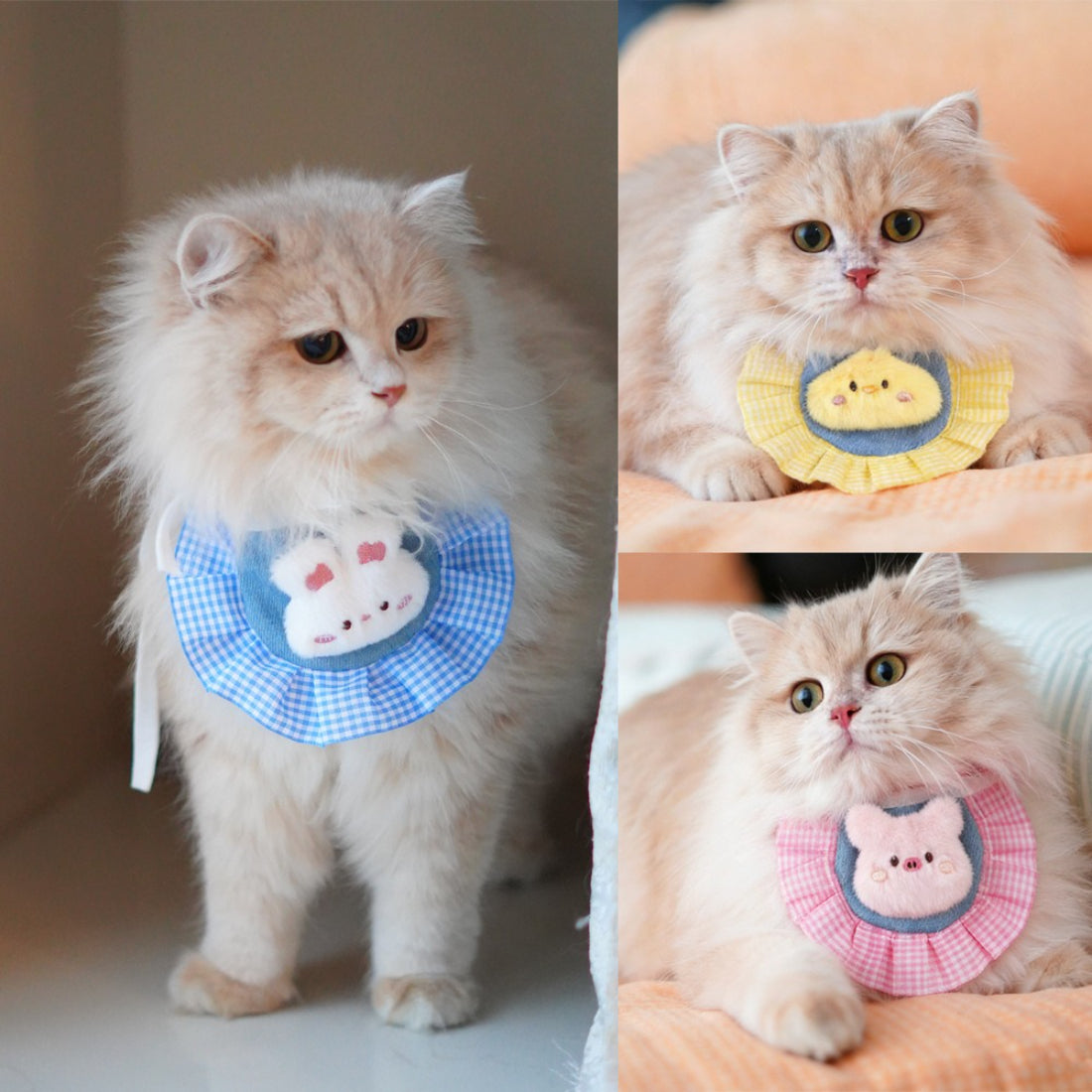 Mokka Bunny Plush Cat Neck Bib displayed on a white background