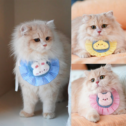 Mokka Bunny Plush Cat Neck Bib displayed on a white background